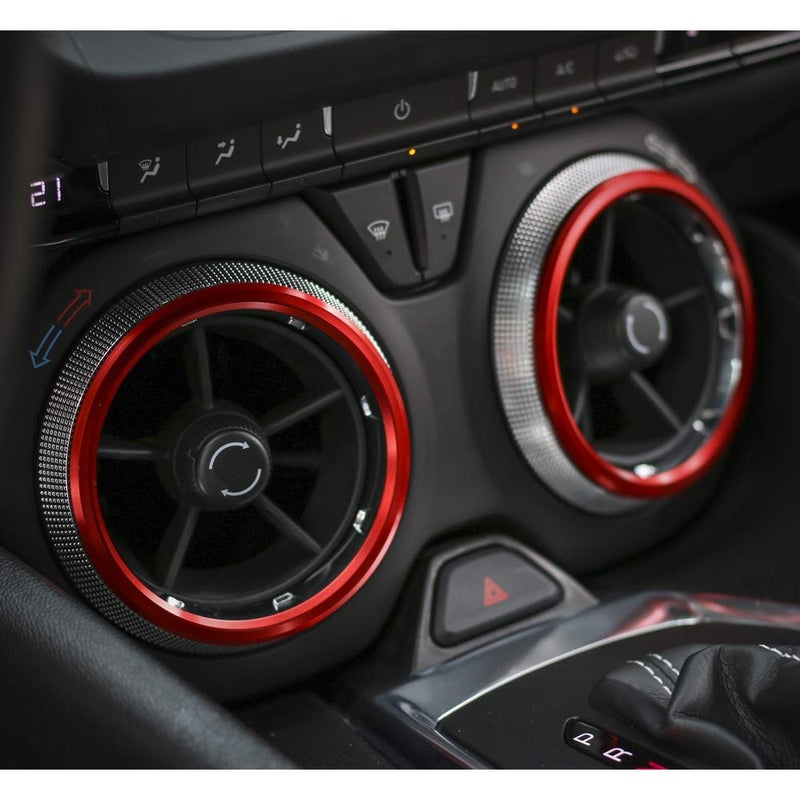 Keptrim for Camaro Accessories AC Knobs Air Conditioner Outlet Vent Trim for 2016-2020 Chevrolet Camaro, Red Aluminum, 4pcs - Image 2